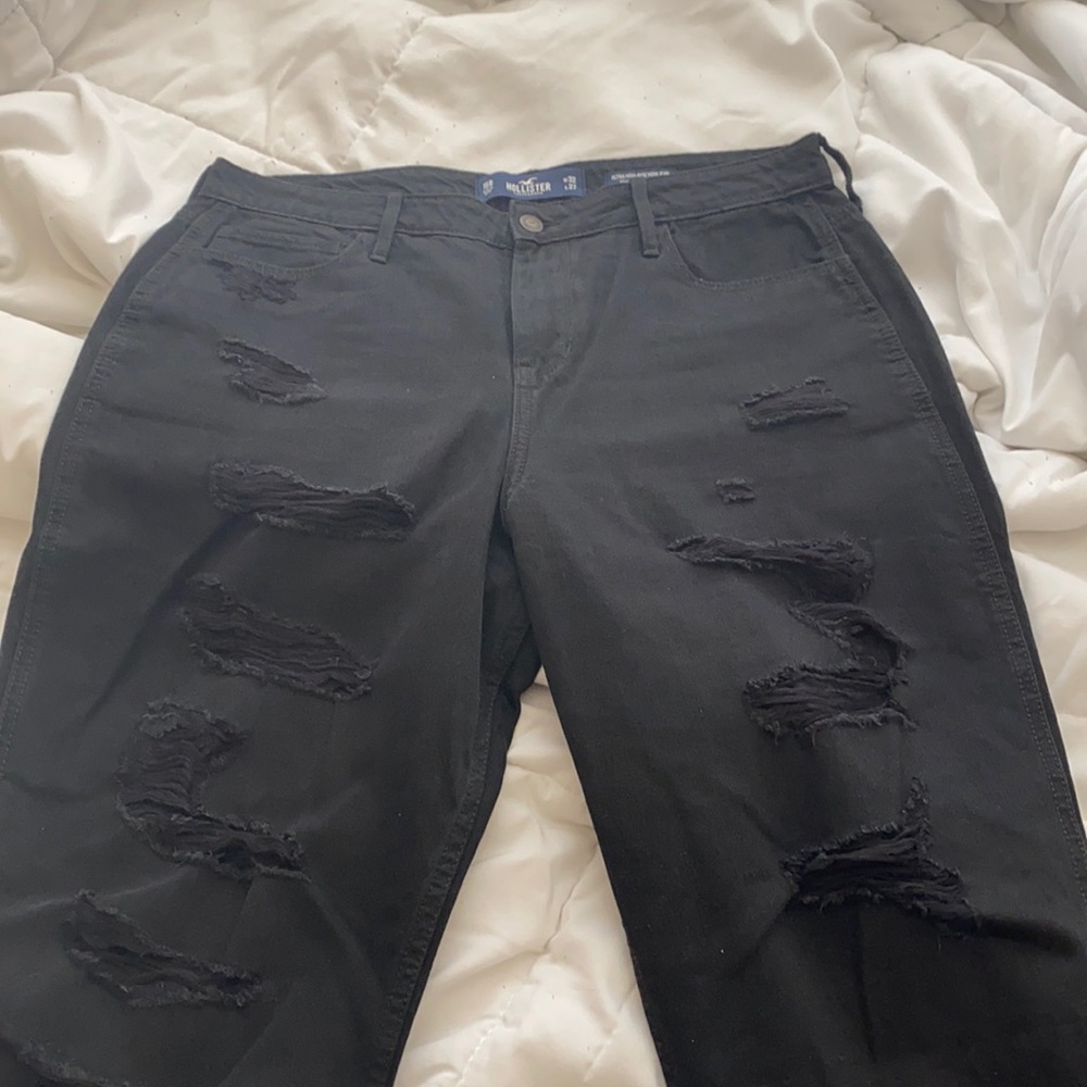 Hollister Distressed High Waisted Black Mom Jeans